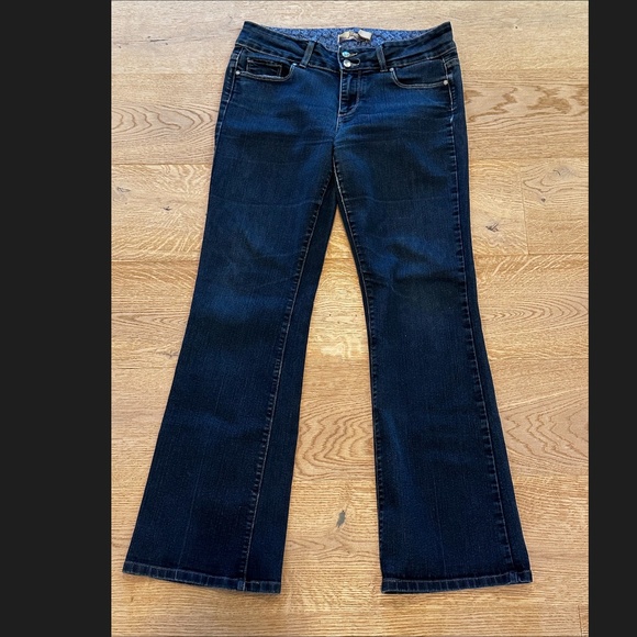 Paige Jeans Women's Size 31 Deep Blue Mid Rise Hidden Hills Flared Bootcut - Picture 1 of 11